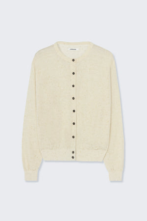 Linen & Cotton Flecked Cardigan, Cream