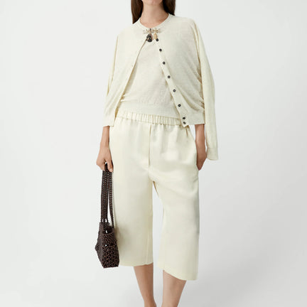 Satin Capri Pants, Marfil