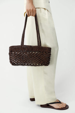 Wooden Beads Bag, Mini Brown