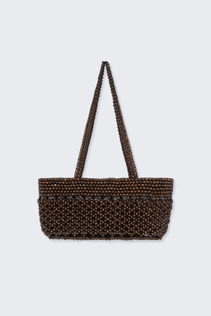 Wooden Beads Bag, Mini Brown