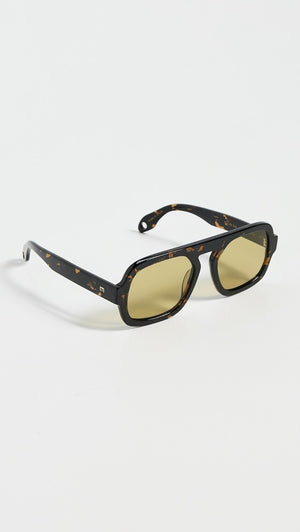 Jane Sunglasses, Dark Brown Tortoise Olive Green Lens