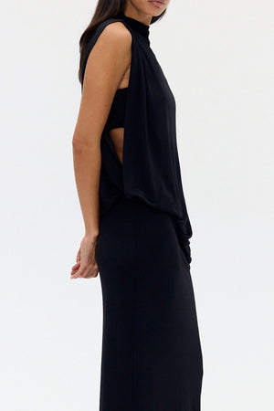Fall Away Floor Length Dress, Onyx