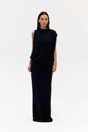 Fall Away Floor Length Dress, Onyx