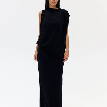 Fall Away Floor Length Dress, Onyx