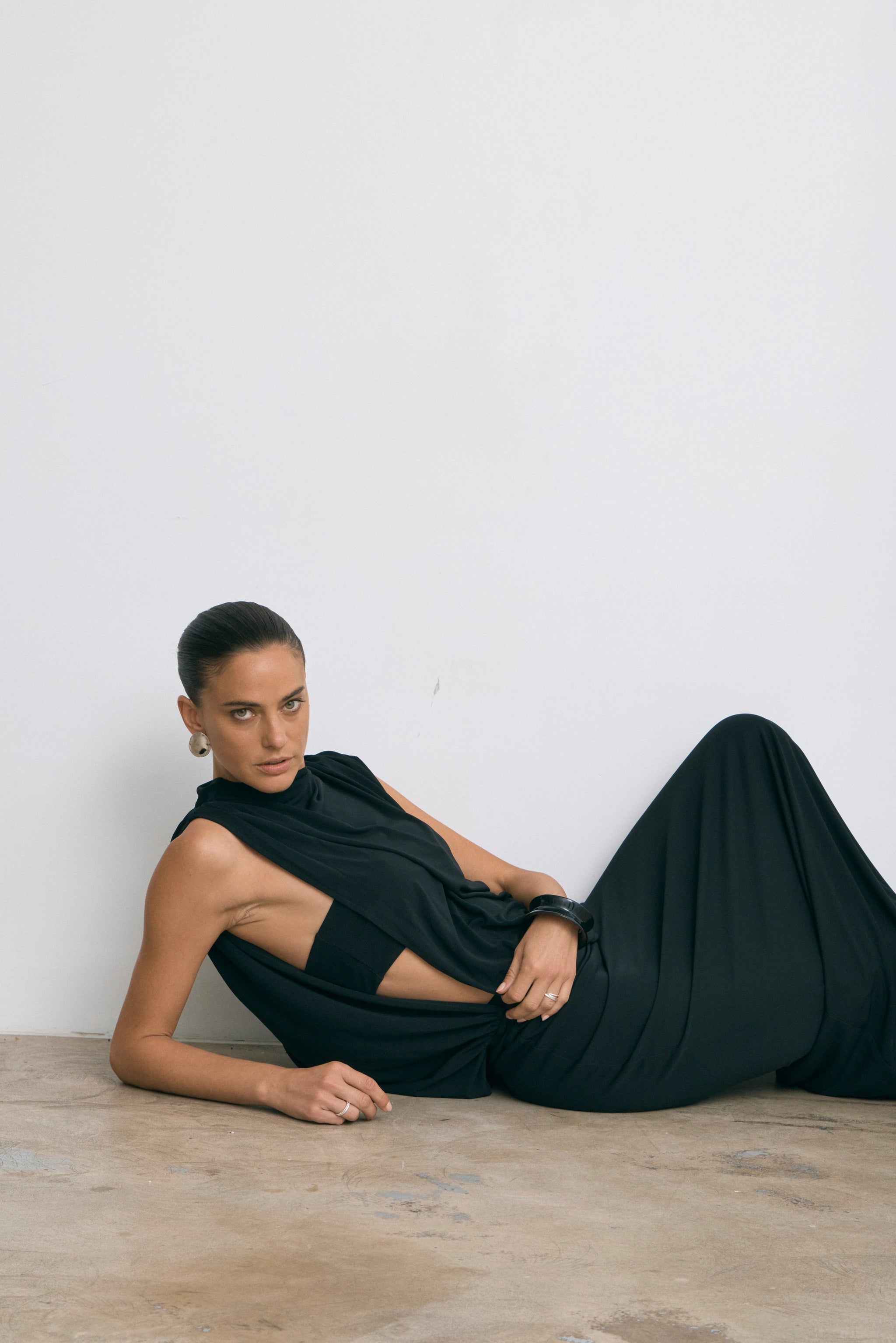 Fall Away Floor Length Dress, Onyx Fall Away Floor Length Dress, Onyx