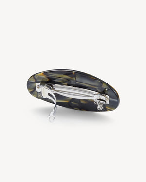 Jumbo Oval Barrette, Midnight Horn