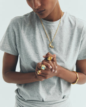 Lago 18K Gold Plated Silver Ring, Aquamarine