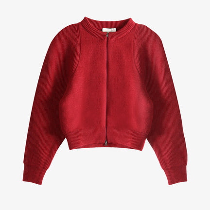 Cut Out Rounded Cardigan, Red