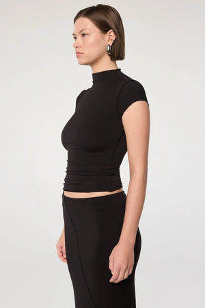 Reese Mock Neck Top, Black
