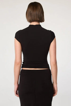 Reese Mock Neck Top, Black