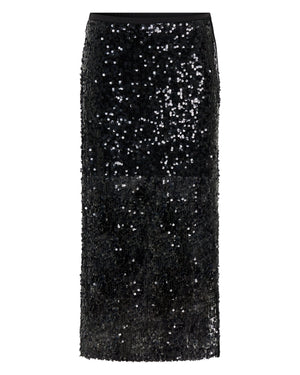 Reflection Sequin Midi Skirt, Black