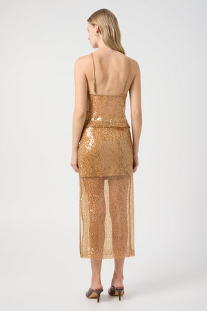 Reflection Sequin Midi Skirt, Honey