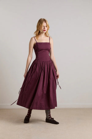 Angelina Cotton Satin Dress, Fig