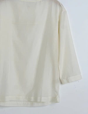 Silk Cotton Sheer Boatneck, Creme