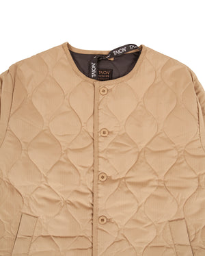 Military Crew Neck Down Long Jacket, Light Mocha