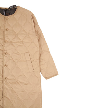 Military Crew Neck Down Long Jacket, Light Mocha