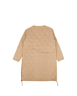 Military Crew Neck Down Long Jacket, Light Mocha