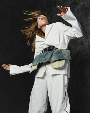 Apron w/ Shirt Jean Belt, Blue