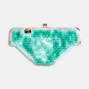 Sequin Undie Clutch, Aqua