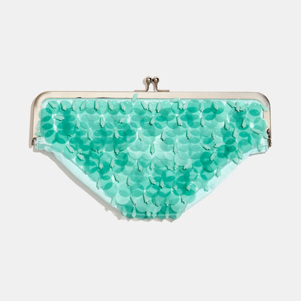 Sequin Undie Clutch, Aqua