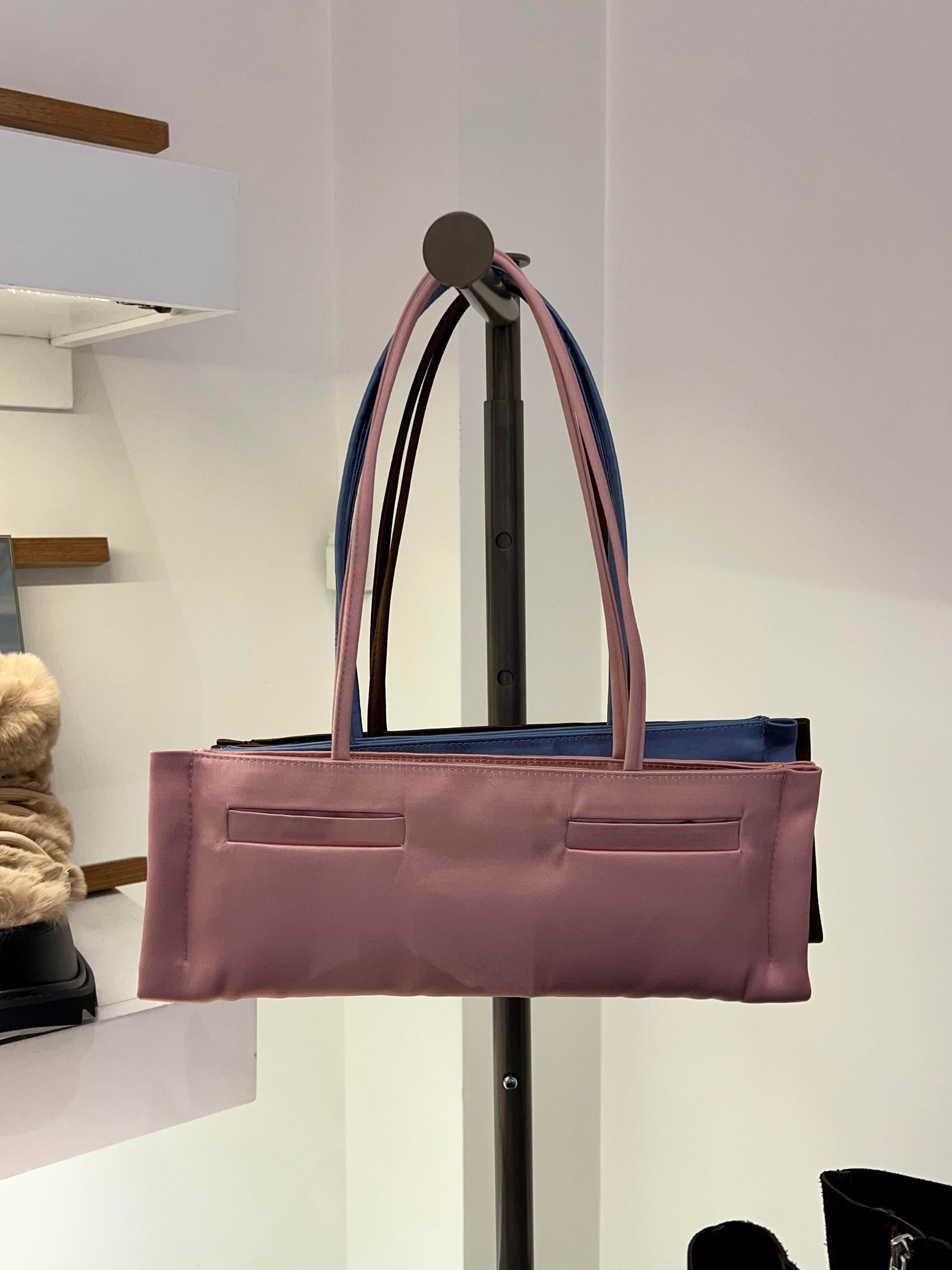 Rectangulo Pockets Satin Bag,  Pink