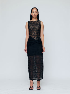 Margot Lace Maxi Dress, Black