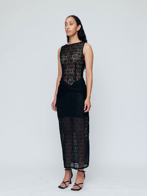 Margot Lace Maxi Dress, Black