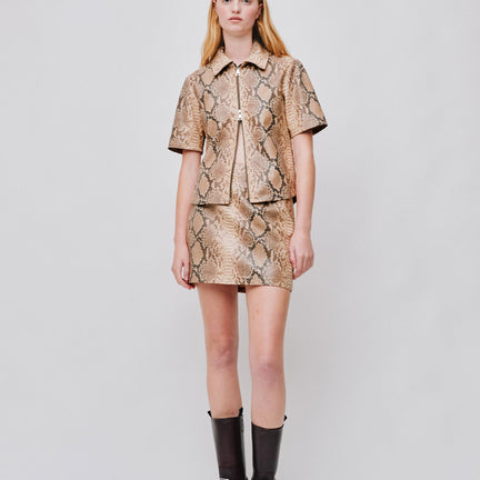 Andie Leather Top, Snake Stripe