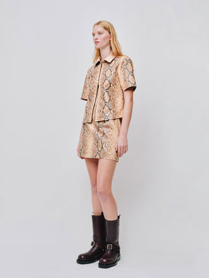 Andie Leather Top, Snake Stripe