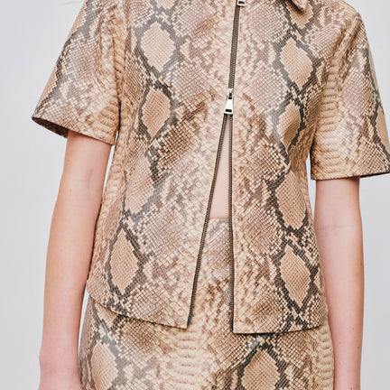 Andie Leather Top, Snake Stripe