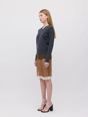 Kerra Midi Skirt, Brown Check