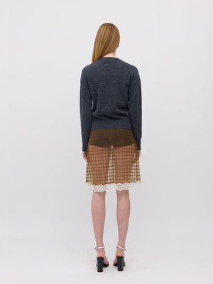 Kerra Midi Skirt, Brown Check