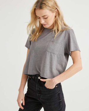 Boxy Crop Tee, Heather Grey