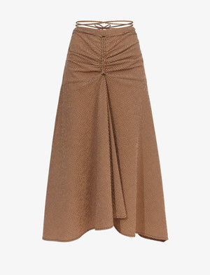 Gingham Tie Front Midi Skirt, Coral Black