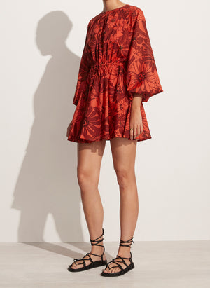 Syrma Mini Dress, Zani Floral Print, Crimson