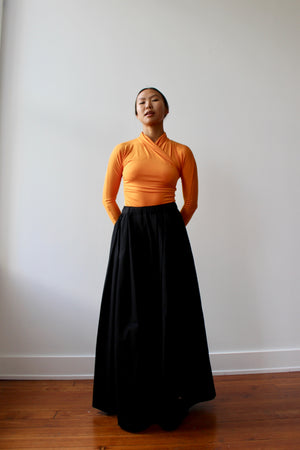Pleated Baggy Trousers with Vents, Black