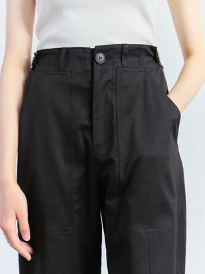 Cropped Workwear Trouser, Black
