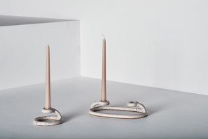 Duo Candlestick Holder, Speckled White