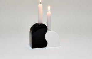 Seymour Candle Holder, Black and White
