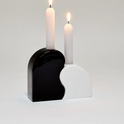 Seymour Candle Holder, Black and White