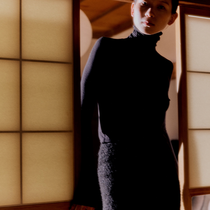 Roll Neck Jersey Top, Black