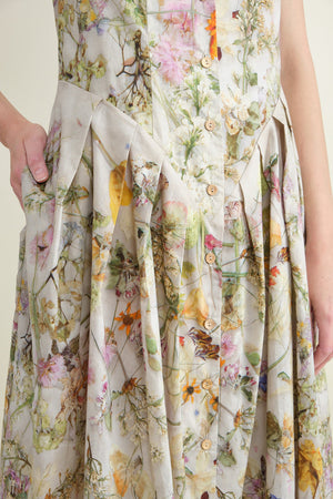 Dress, Print F Pressed Flowers