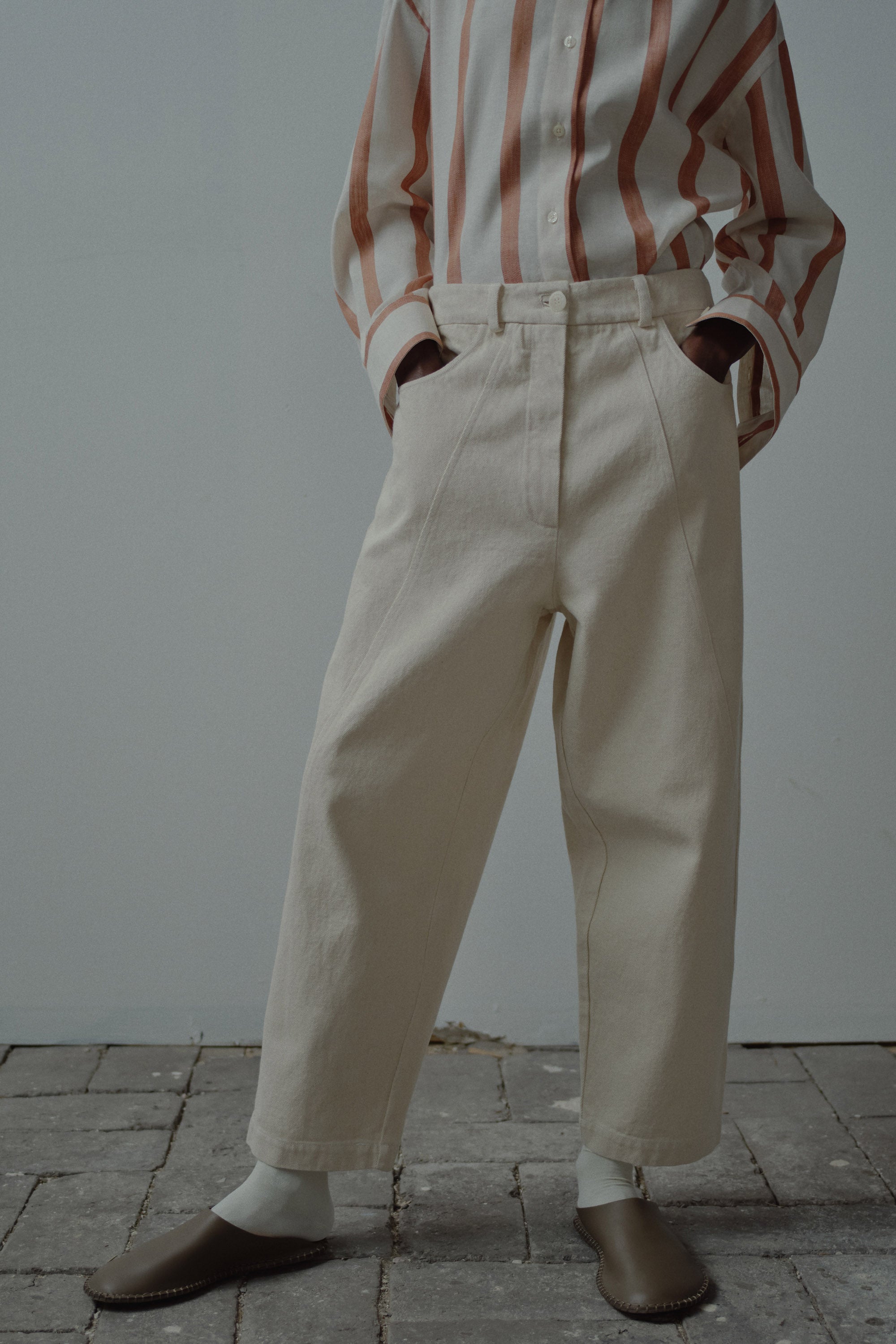 Crosswise Seam Pants, Natural
