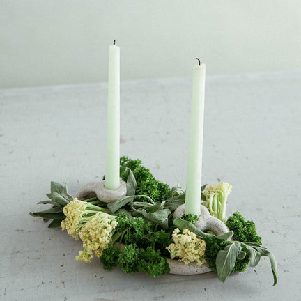 Duo Candlestick Holder, Speckled White