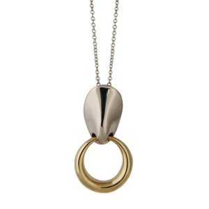 Brunin Necklace, White Bronze Pendant w/ Brass Loop